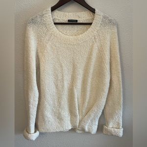 Upcycled Club Monaco Cream Boucle Oversized Crewneck Sweater Size Large